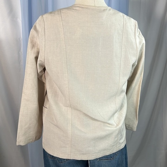 Valerie Stevens Petites Linen khaki blend button down blazer jacket 8P - Picture 4 of 9